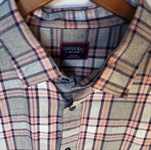 UNTUCKit Men's Casual Plaid Shirt - Pink and Gray